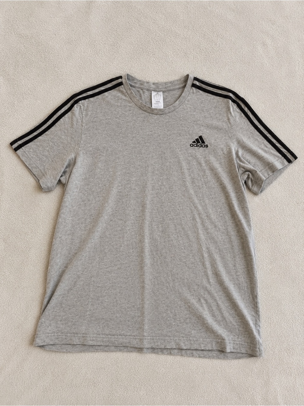 Adidas Essentials 3-Stripes T-Shirt Gray Black – Size XL